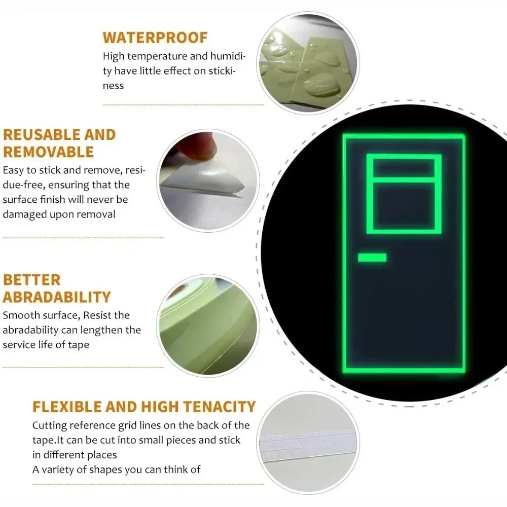 Glow In The Dark Tape Luminescent Emergency Luminous Photoluminescent Stickers For Safety Egress Marker Stair Steps Exit Sign