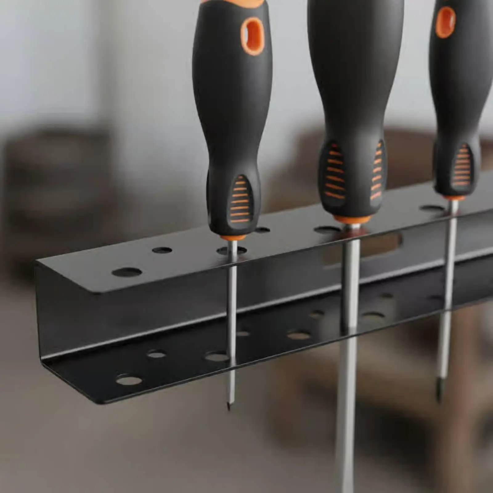 Tool Storage Organizer Hardware Shelf Carbon Steel Construction for Pliers Screwdriver Holder Wall Mount Garage Workshop Rack