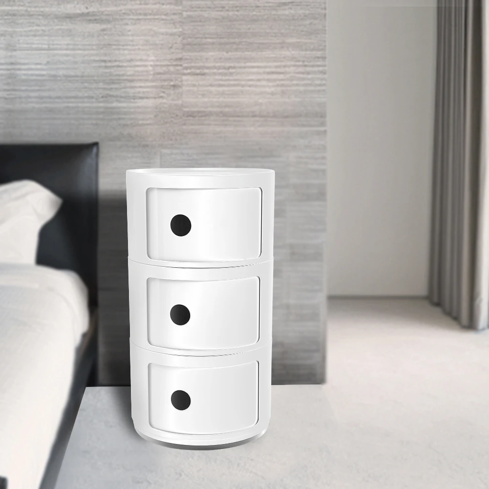 Modern Furniture Bedside Cabinet Nightstand Multifunctional Circle Storage Table (white)