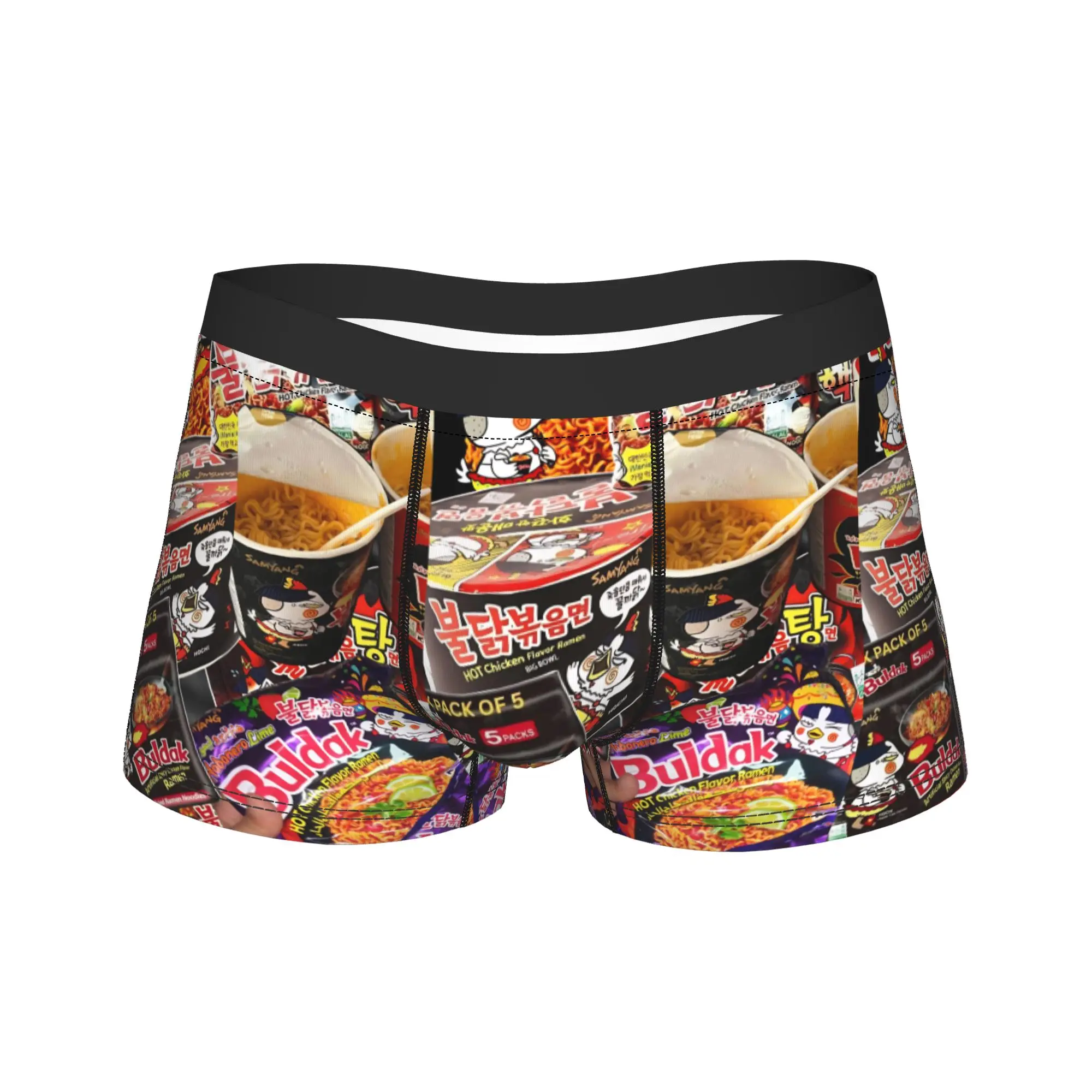 Fideos de pollo picantes Buldak, sabor a pollo caliente, tronco de Ramen, bolsa 3D, ropa interior, calzoncillos Boxer de alta calidad, calzoncillos masculinos de talla grande