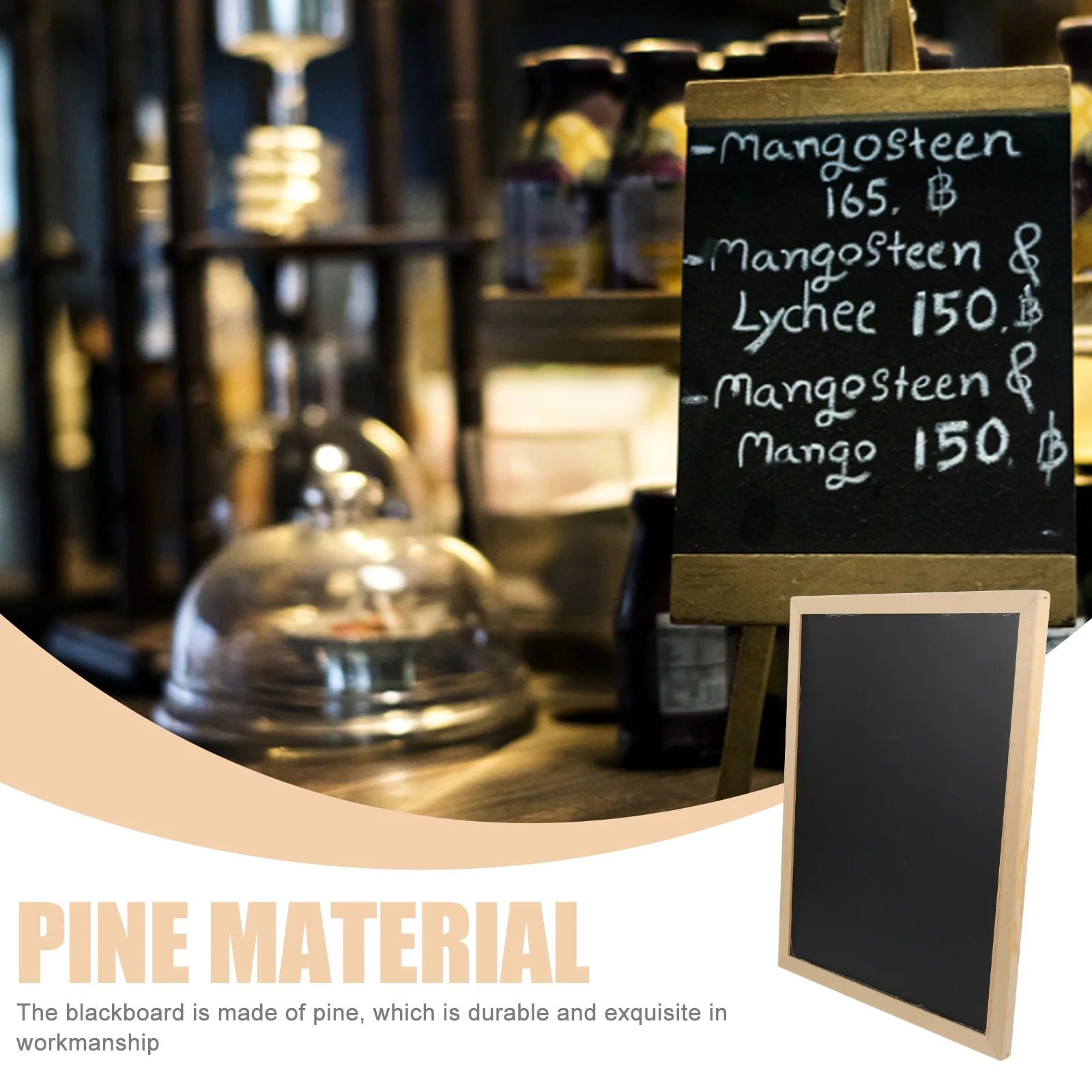 Placa de avisos, etiquetas de exibição, menu para cozinha, quadro branco magnético, madeira de pinho, sinal de mensagem multifuncional