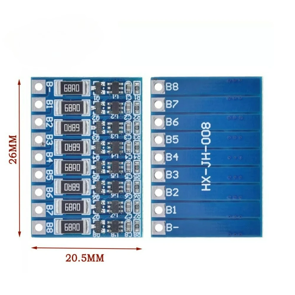 3S/4S/5S/6S/7S/8S 18650 Li-ion & Polymer Battery Balancer Board - 11.1~33.6V Safe High-Efficiency 8S Charging Compatible Module