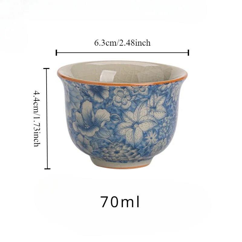 Ceramic Teacup Zen Retro Lapis Lazuli Master Cup Tea Set Tea Ceremony Accessories Antique Ru Kiln Ice Crackle