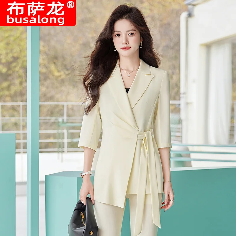 Spring Summer Women's Korean Style Slim Fit Blazer Suit2024New Fashionable Elegant Professional High-end Casual White Suit