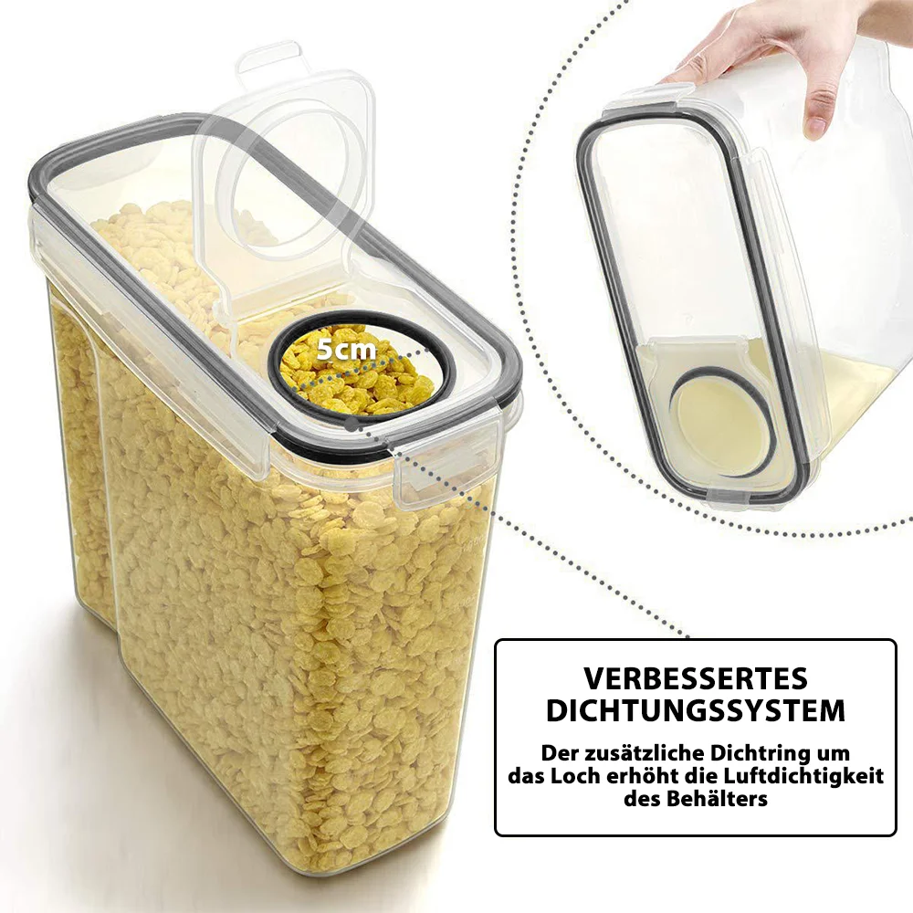 4-teilig/8-teilig/12-teilig 4L Aufbewahrungsbehälter Versiegelte Lebensmittel-Aufbewahrungsbox Müsli-Süßigkeiten-Trockenfutter-Behälter Luftdichtes Müsli-Aufbewahrungsset Transparent – Detail 6