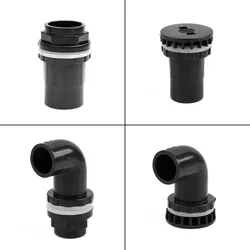 1PC Black I.D 20/25/32/40/50mm PVC Aquarium Drain Joints Water Tank Supply Fish Tank Connector Straight Outlet Fitting Overflow