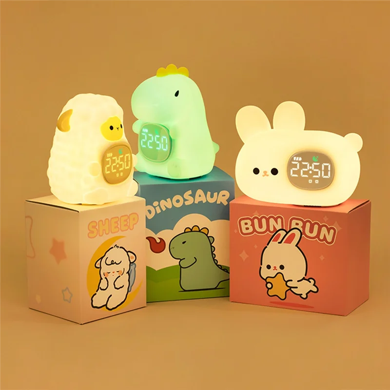 GO-Multi-Function Student Snooze Alarm Smart Wake-Up Bedside Alarm Cute Alarm Dinosaur