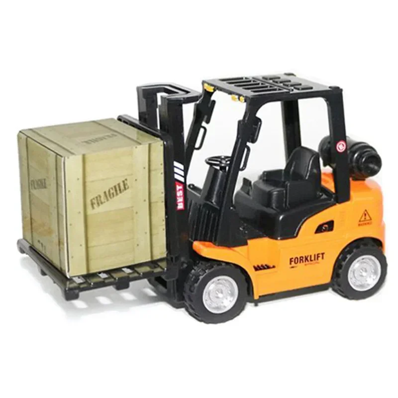 Forklift Car Toy w/ Simulation Cargo & Manual Lift Pull Back Model Vehicle Gift for Children Age 3 Year Favor Set