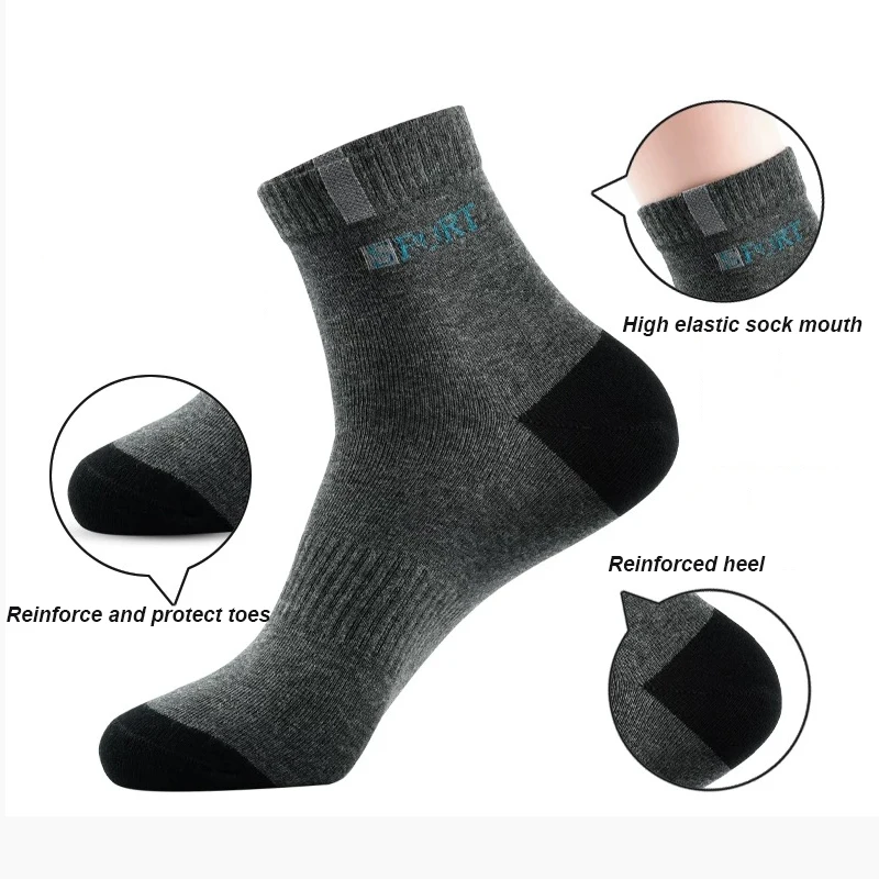 5 Pairs Autumn Winter Cotton Socks Breathable Non-slip Summer Ankle Socks Bamboo Fiber Men Socks Breathable Sports Sock Plus Siz