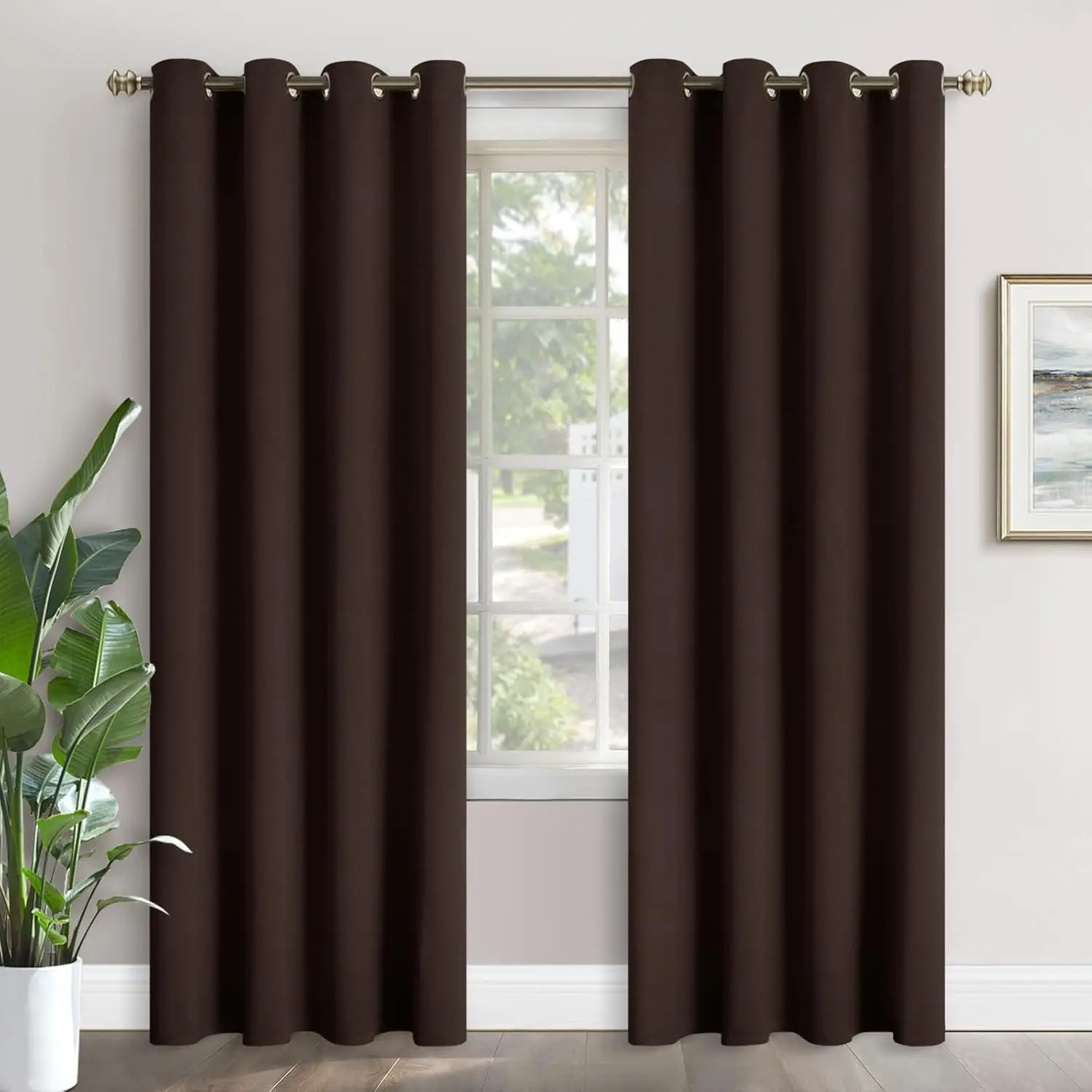 

Brown Blackout Curtains 84 Inch Length for Living Room - Thermal Insulated Drapes with Grommet Room Darkening Window Tre