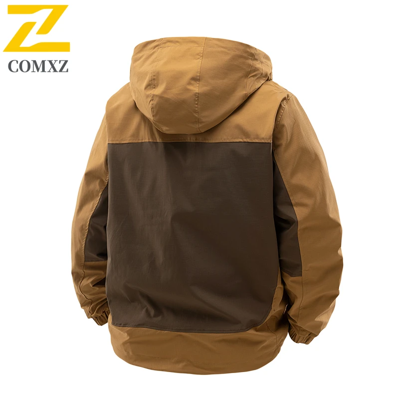 Autumn 2025 New Jacket Men's Techwear All-match Mountain Soft Case Waterproof Windbreaker Jacket Men Casual Splicing Hooded Coat