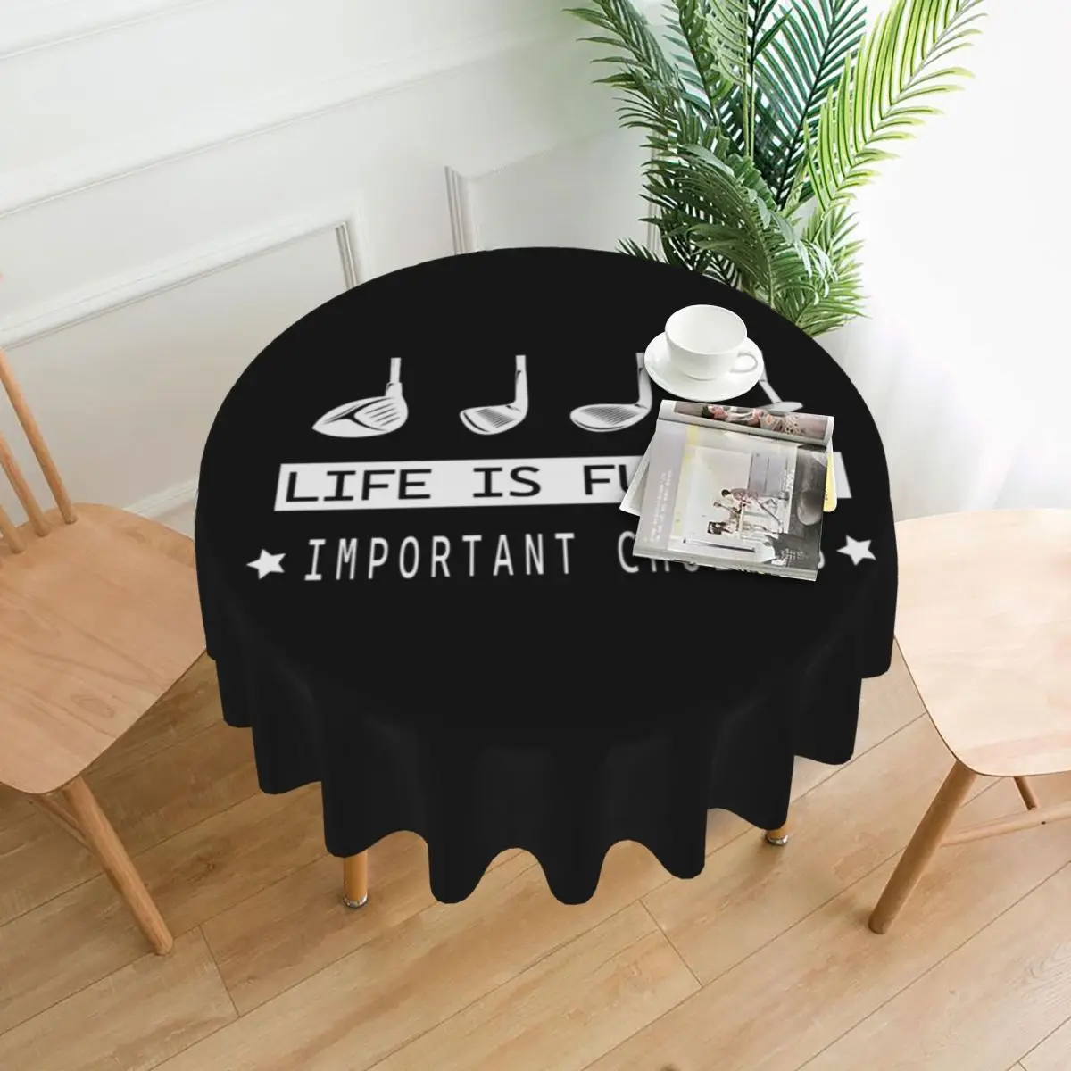

Golf Golf Clubs Golf Ball Waterproof Round Tablecloth Oilproof Table Cloth for Kitchen Events Dining Table Cover 60 inches