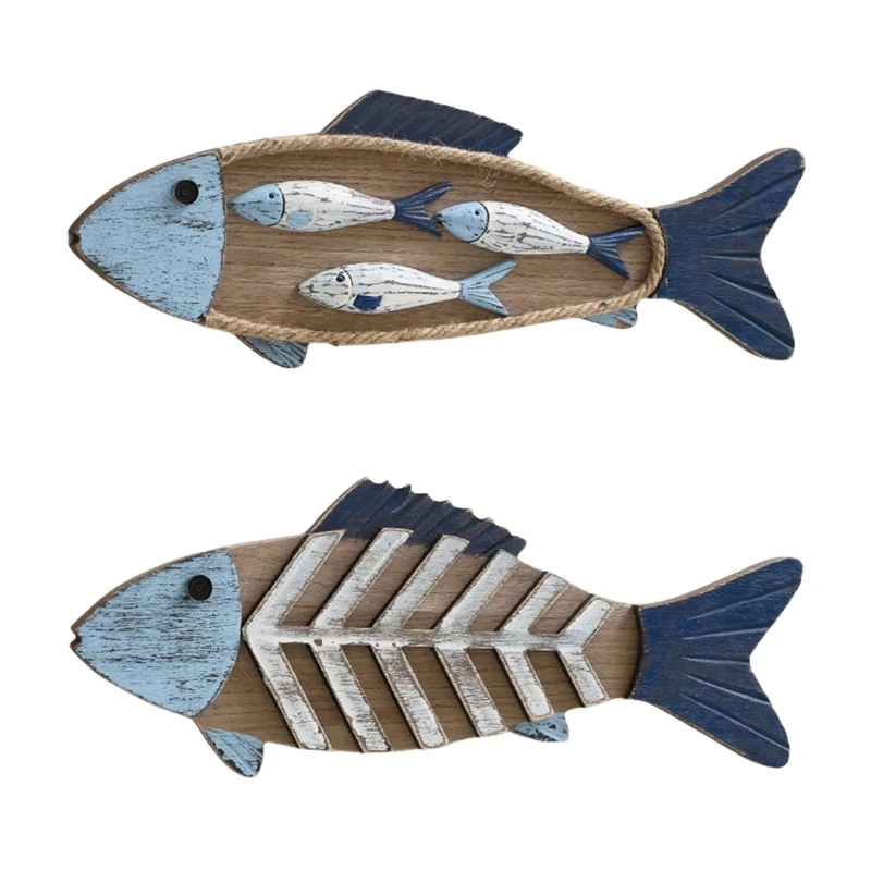 Artisanal Fish Shape Wood Hanging Sign Wall Accessories, Perfect Gift for Sea Enthusiasts Durability Craftsmanships