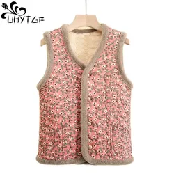 5XL Vest Women Plush Short Sleeveless Cotton Jacket Female Middle-Aged Elderly MoM Autumn Winter Waistcoat Women Parker Coat2923