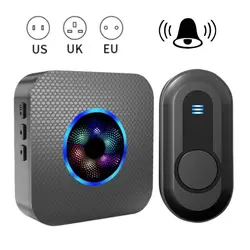 Wireless Doorbell 1300ft Door Bell Kit Remote Button 55 Chimes 5 Volume with 5 Volume with LED Loud Enough for Home Classroom