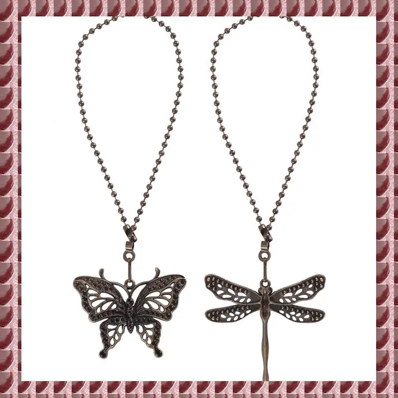 

A95G 2 Pack Ceiling Fan Pull Chain Set,Lighting & Fan Pull Chain Pendant Chain Extender,Dragonfly And Butterfly