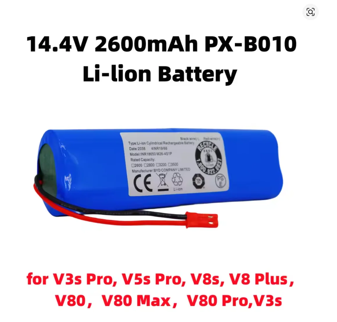 

High Capacity Original Li-Ion Battery Pack for ILIFE V3s Pro, V5s Pro, V8s, V8 Plus, V80 Series - 12800mAh 14.4V PX-B010