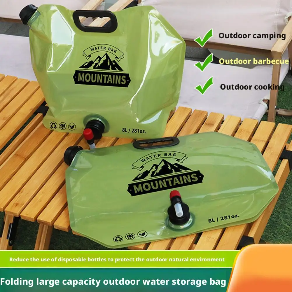 Outdoor Folding Water Bag With Faucet 8L Portable Outdoor Travel Camping With Handle Thickened Water Pouch