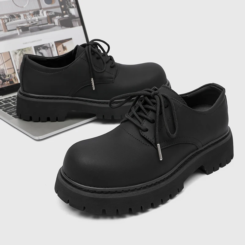 Big Head Mickey Height Increasing Derby Shoes with High-end Feel Casual Anti Slip Commuting Original Personalized Fashion Shoes