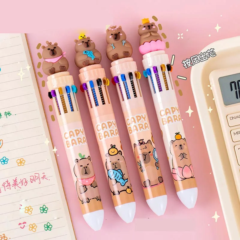 

36pcs/lot Cute Capybara 10 Colors Ballpoint Pen Creative 0.5MM Roller Ball Pens School Office Writing Supplies Stationery Gift