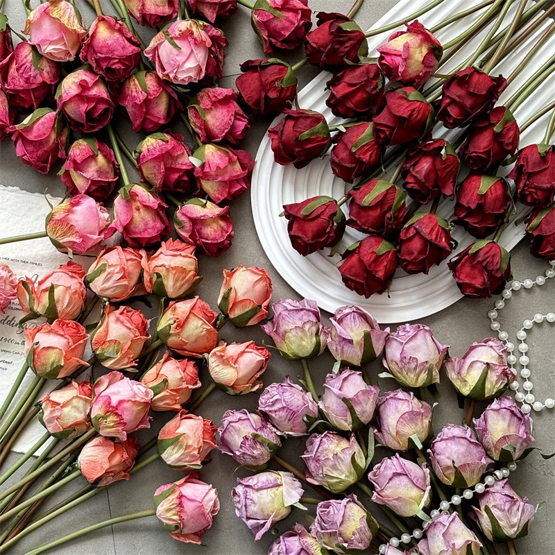 

Imitation Dried Flowers Retro Burnt Edge Roses Simulated Flower Bouquets Table Flower Decorations Hand-Held Flowers DIY Flower