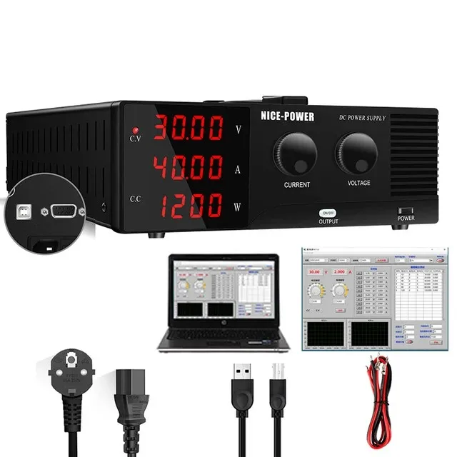 R-SPS3040 Black 30V 40A Laboratory Regulator DC Power Supply 1200W Programmable For Phone PCB Repair