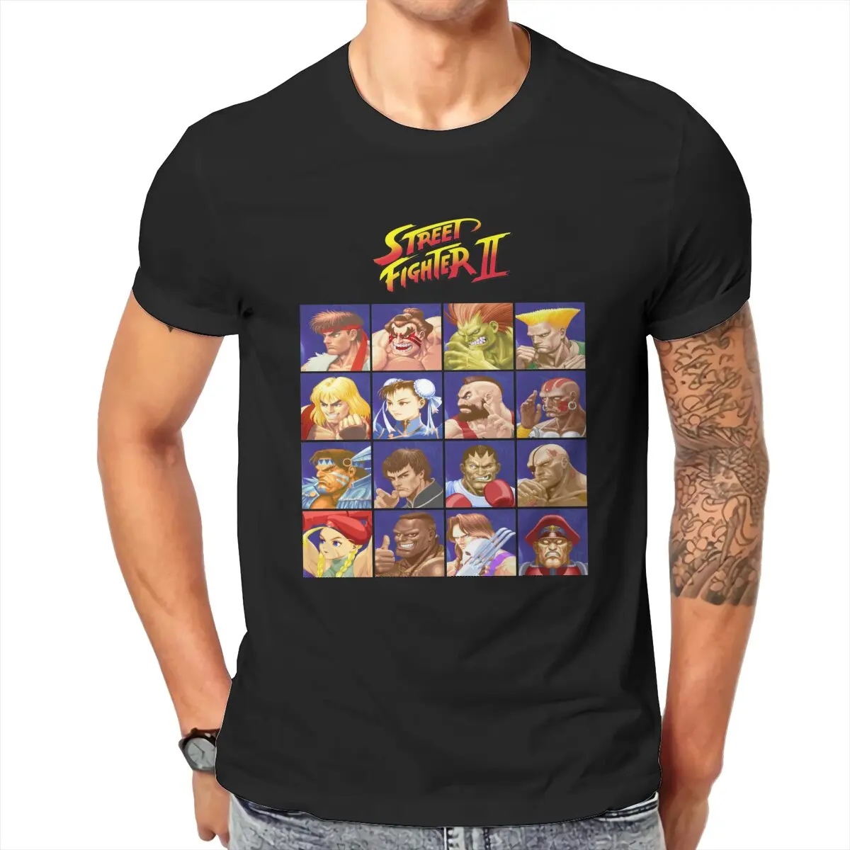 Men\'s T-Shirt Street Fighter II Select Character Leisure Cotton Tees Short Sleeve All Characters Active T Shirt Clothes Printing