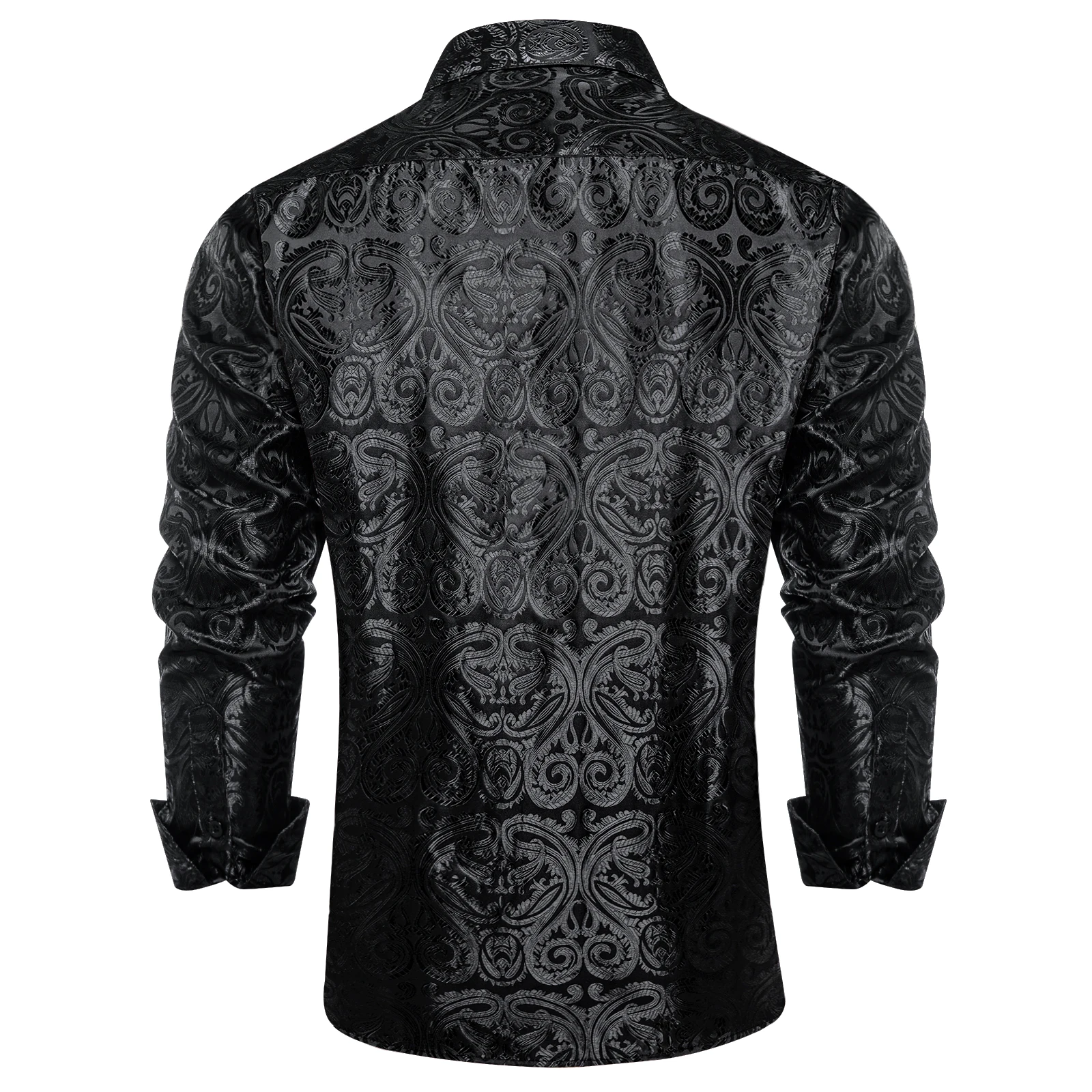 Men's Black Paisley Dress Shirt with Gold Chain Accent - A Stylish and Distinctive Choice for Fashion - Forward Gentlemen