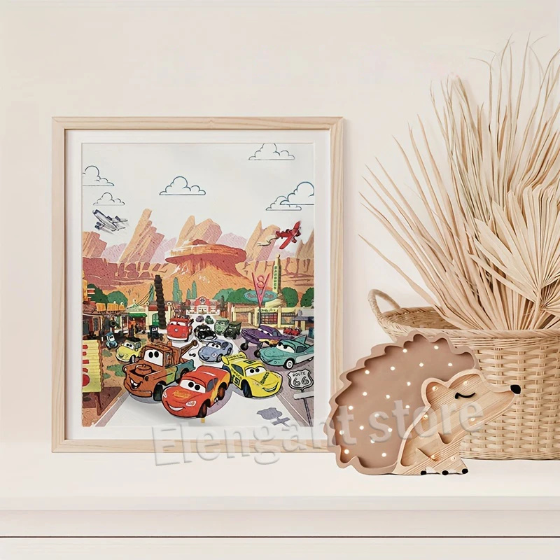 Cartoon Cars Watercolor Art Prints Racing Cars Movie Posters Lightning McQueen Canvas Painting Boys Room Wall Pictures Decor