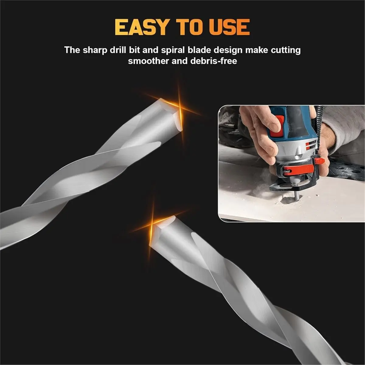 STOCK-50 PCS Cutting Bit,1/8 Inch Hss Drywall Router Bits,Guide Point Cutting Bits for Use with Spiral Saws and Power Tools A