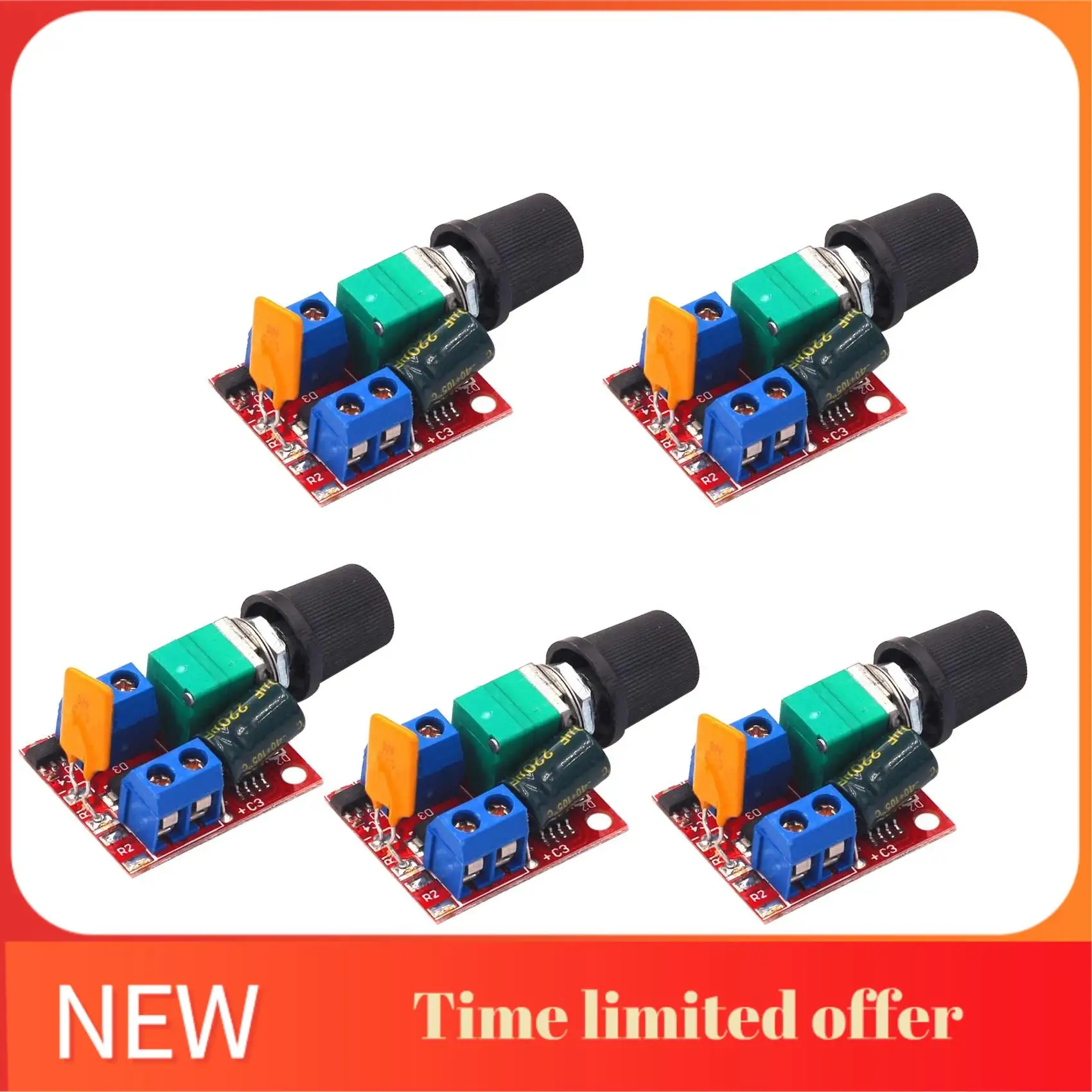 

A42T-5Pc Мини-двигатель постоянного тока ШИМ-регулятор скорости 3 В-35 В Переключатель управления скоростью Светодиодный диммер 5A Модуль платы 90 Вт Высокоскоростной DIY