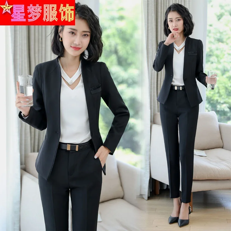 1705 Long Sleeve Stand Collar Business Wear Women's Skirt Suit Hotel Hotel Front Stage Work Wear Clothes Business Formal Wear Su