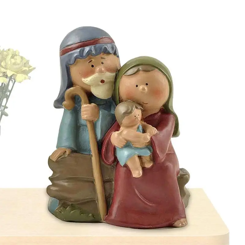 2.5in Resin Nativity Sets For Christmas Indoor Holy Family Nativity Figurine Gaudi Style Religious Christmas Party Home Decor