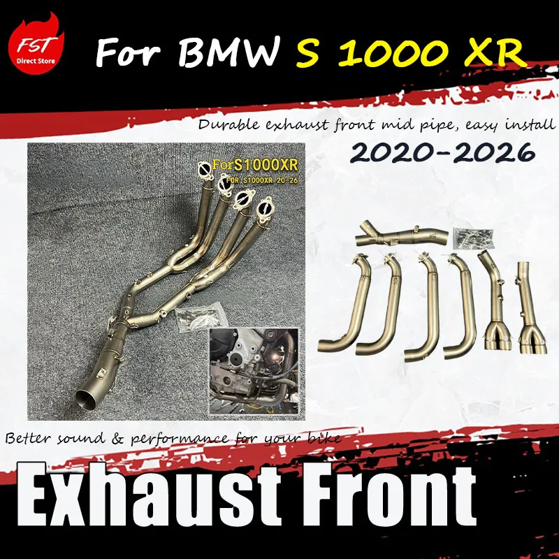 For BMW S 1000 XR FST 20-26 Specialized Modification Parts - Stainless Steel Front-Middle Section Exhaust Pipe