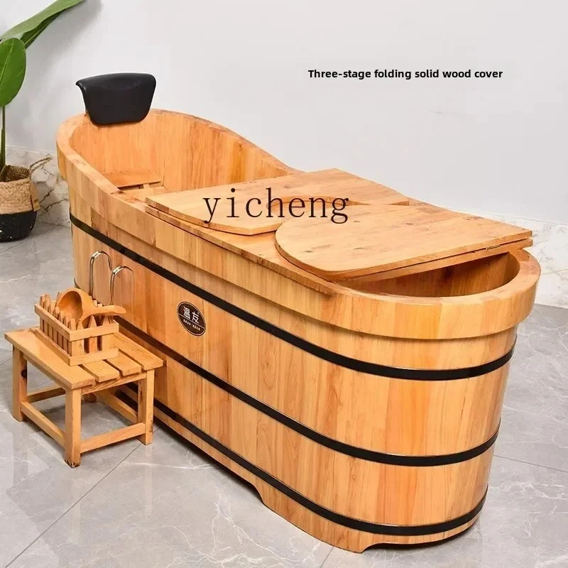YY-- bath wooden bucket bathtub household full body adult heating sweat bath bath tub