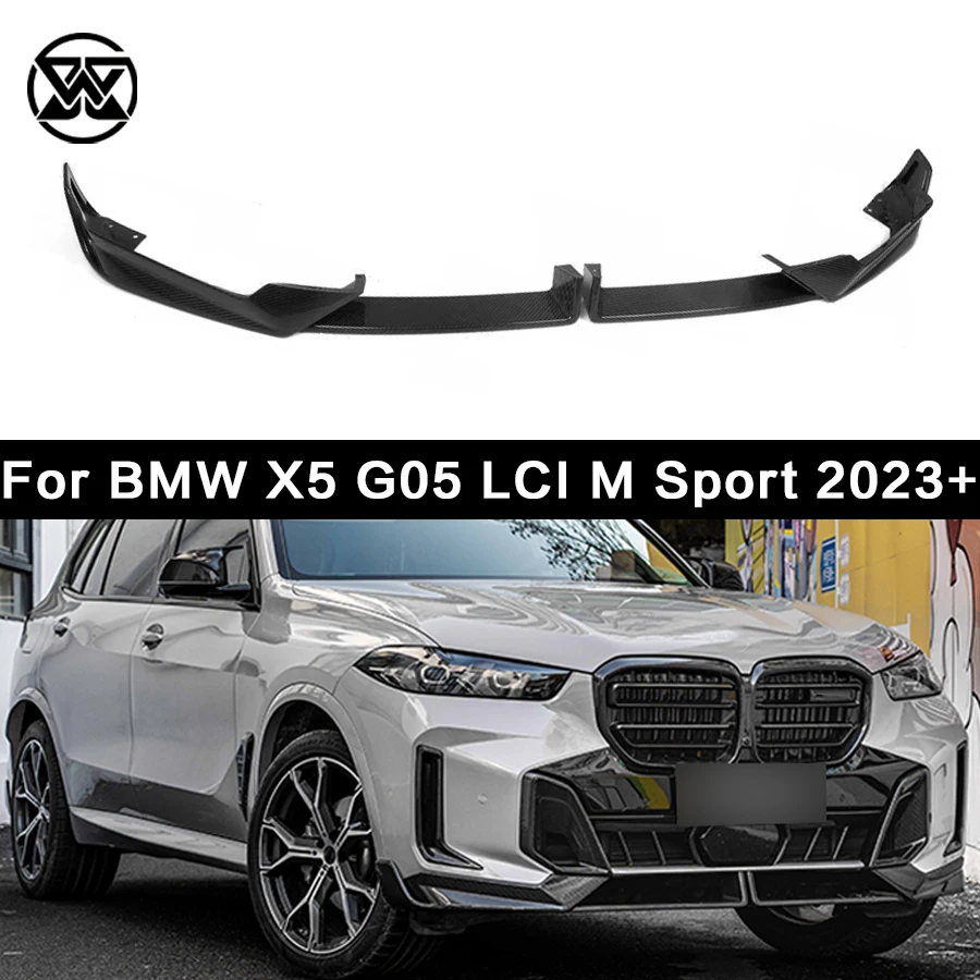 Carbon Fiber Front Bumper Lip Diffuser For BMW X5 G05 LCI M Sport 2023+ Lower Guard Plate Splitter MP Style Body Kit Accessories