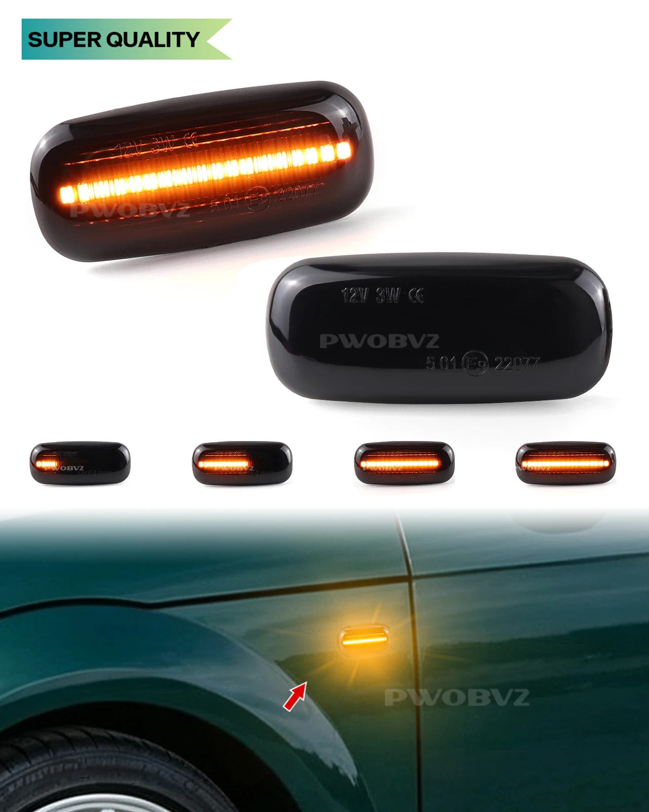 2pcs Sequential Side Marker Light Turn Signal Blinker Lamp For Audi A3 S3 8L 2000-2003 A8 D2 1999-2002 TT 8N 2000-2006