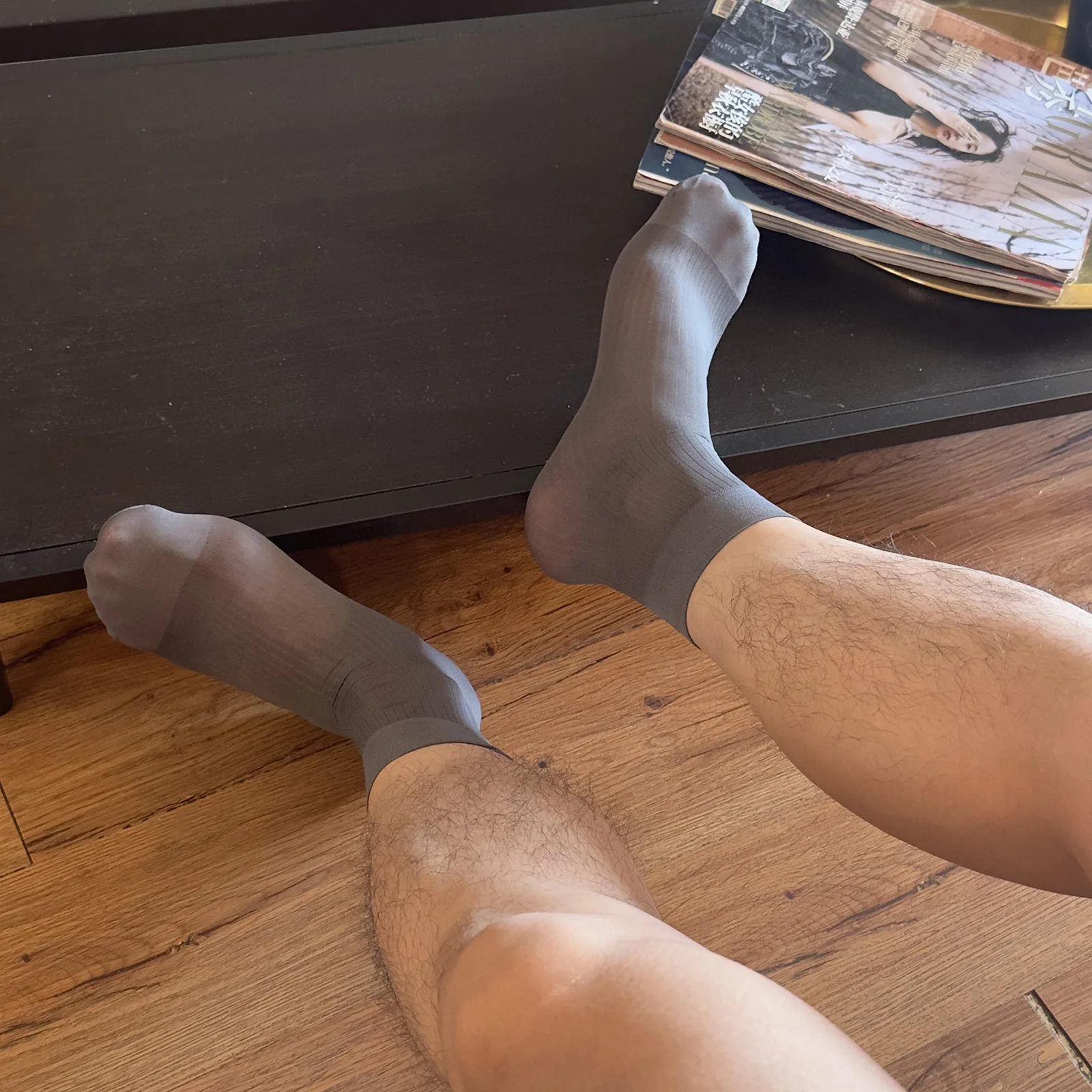 CLEVER-MENMODE Men Socks Ultra-thin Short Stockings Sexy Business Tube Socks Soft Sheer Formal Ankle Socks See-Through