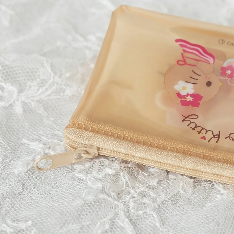 Genuine Sanrio Hello Kitty Storage Bag Wallet Cute Black-skinned Kt Cat Transparent Waterproof Portable Card Pouch Girls Gifts view 6