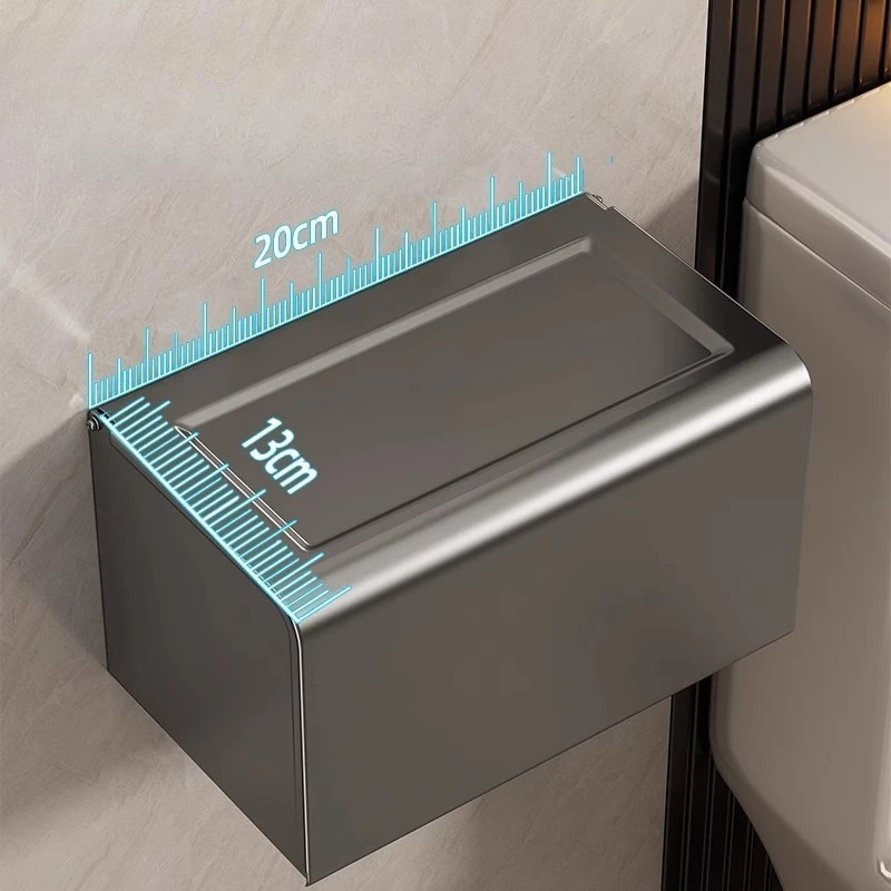 Wall Mounted Toilet Paper Holder Gun Grey Waterproof Bathroom Tissue Box Bathroom Storage Rack, Bathroom Hardware
