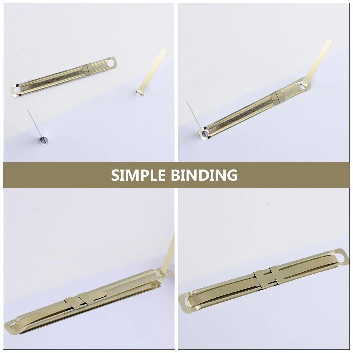 

100 Pcs Metal Binding Clip Practical Clips Fastener Stationery Supplies Golden Bookbinding