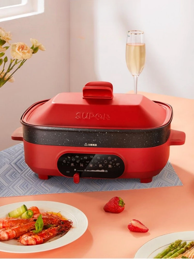 SUPOR 220V Multi-Purpose Cooker 5.5L Electric Barbecue Pot Electric Hot Pot Electric Frying Pan Household 1500W Grill Pan Fryer