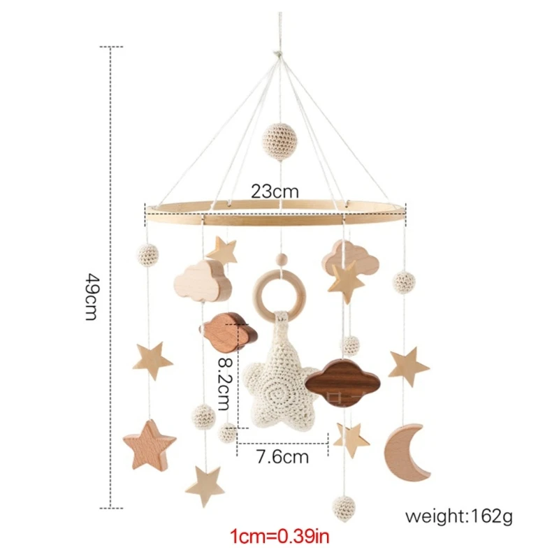 เปลเด็กน่ารักมือถือ Baby Mobile Star Moon Nursery Decor Boho- Crib Mobile Nursery แขวนเตียง เครื่องประดับไม้ D5QA