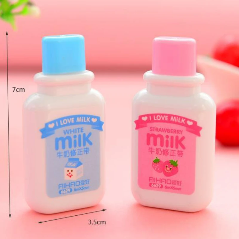 2PCS Cute Milky White Correction Tape Creative Correction Belt Cute Bottle Cartoon Student Office Correction Tape