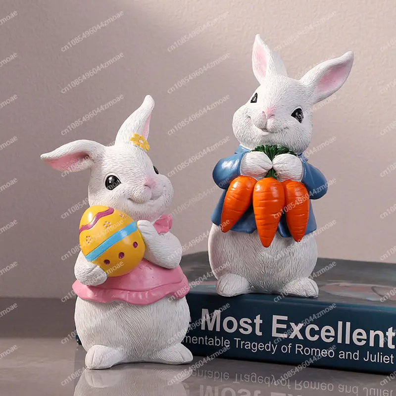 Cross-border creative Easter cute rabbit ornament resin handicrafts cafe courtyard garden home decoration