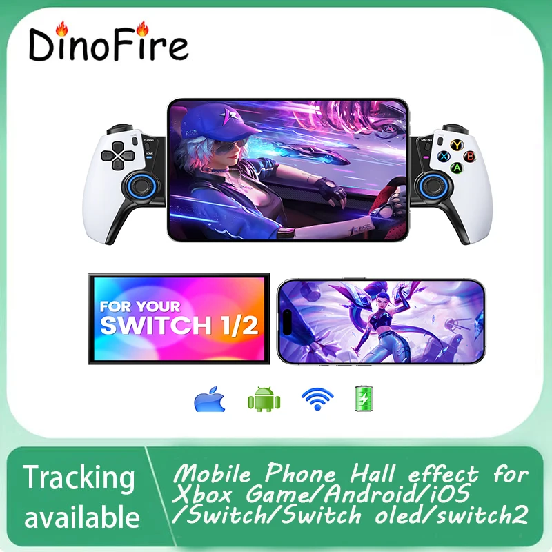 تأثير قاعة الهاتف المحمول DinoFire MC500 لألعاب Gamepad Cloud Gaming/Xbox Game/Android/iOS/Switch/Switch oled/switch2 Hall Effect