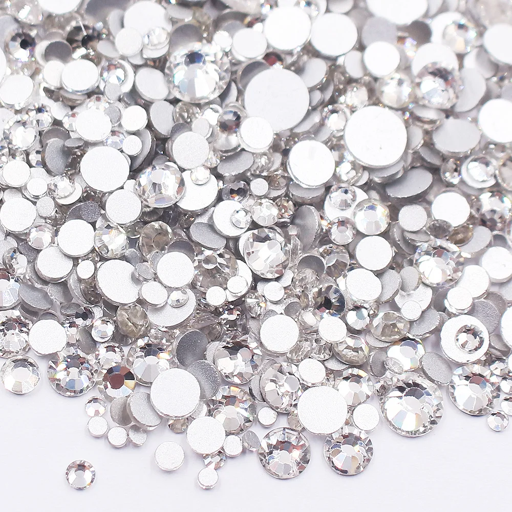 

Mix Size Nail Decorations Stones, Flatback Glue, Crystals, Strass Glue on Rhinestones, Nail Sticker, Art Accessories, 2500Pcs