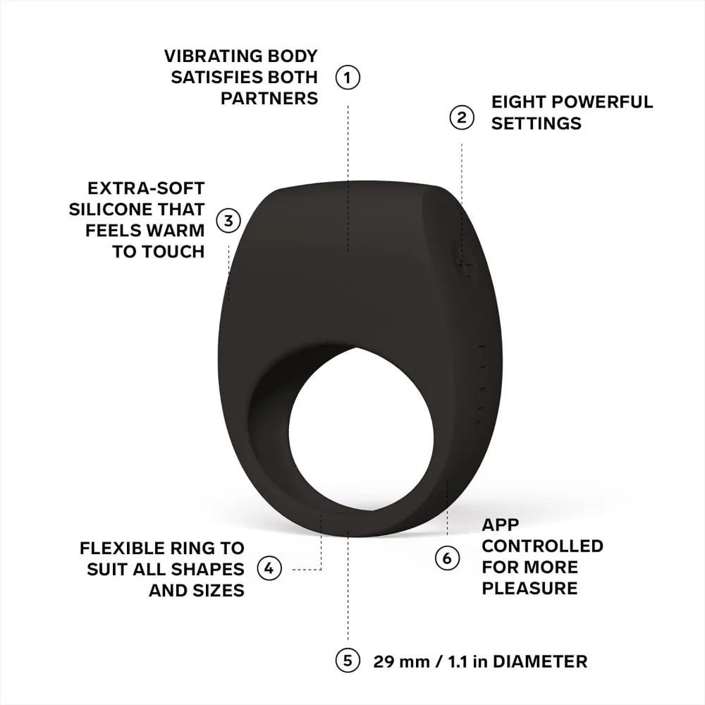 

LELO TOR 3 Vibrating Penis Ring Cock Ring App Connected Vibrator Adult Toy for Man and Woman with 8 Pleasure Settings