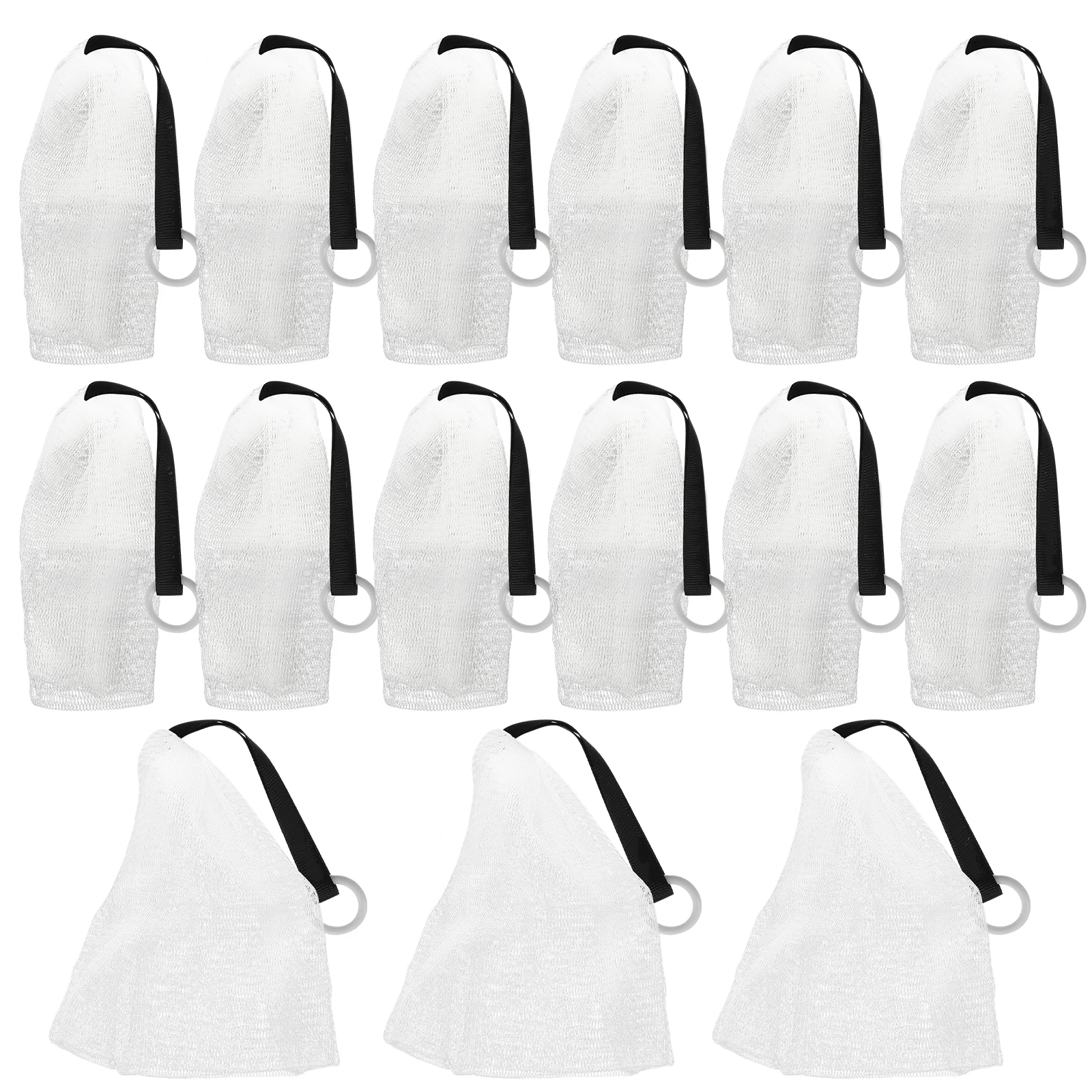 

20pcs Double Layer Foaming Black String Mesh Bathing Pouches Shower Drain Storage Bag Body Wash H made Facial Cleansers Soap Net