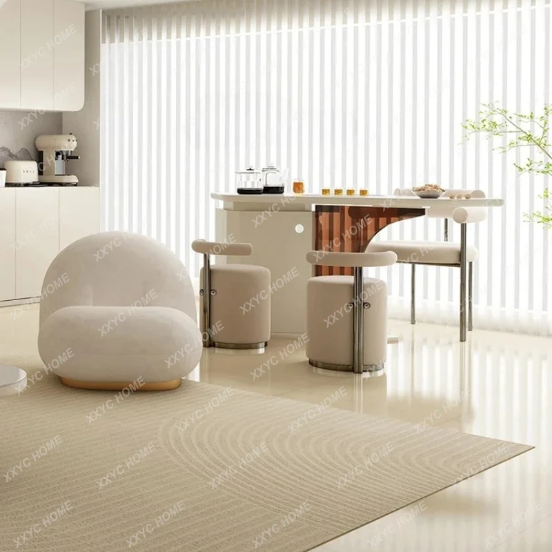 

Q Stone Plate Table-Chair Set Balcony Modern High-End Irregular Tea Table Kettle Integrated